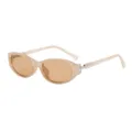 Retro vintage oval sunglasses for women, narrow frame sun protection travel eyewear. - Champagne Frame Tea Lens
