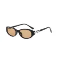 Retro oval sunglasses for women, trendy narrow frame sun protection eyewear for travel style. - Standard / Black Frame Tea Lens