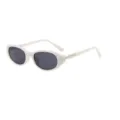 Vintage oval sunglasses for women, retro narrow frame sun glasses for travel and daily wear. - Beige Frame Grey Lens