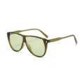 Retro green frame aviator sunglasses for men and women, stylish vintage UV protection sun eyewear. - Transparent Green Frame Green Lens