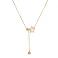 18k vergulde roestvrijstalen halsketting met sterhanger en wit parelmoer detail - Y-vormige Ster Ketting / Goud