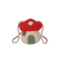 Handgefertigte Häkel-Minitasche in Pilzhaus-Form für Damen und Mädchen in Rot und Beige - Rot