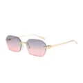 Lunettes de soleil sans monture dégradé pour femme, chic solaire polygonale pour rue quotidienne. - Monture Dorée Dégradé Gris Rose