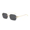 Femme lunettes de soleil sans monture polygone cadre métal doré mode verres soleil - Monture Dorée Verre Gris