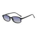 Retro schmale rechteckige Sonnenbrille mit schwarzem Gestell für Damen, stylische Vintage Brille. - Schwarzer Rahmen Verlaufsblau Linse