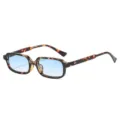 Vintage Schildpatt quadratische Sonnenbrille mit blauen Farbverlaufslinsen, elegante kleine Brille. - Schildpatt-Rahmen Verlaufende Blaue Gläser