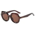 Chice Damen Sonnenbrille mit dickem runden Rahmen, braune Gläser, Retro Vintage Brille. - Tee Rahmen Tee Gläser