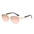 Blicklose Sonnenbrille Damen Farbverlauf rosa Gläser Perlen Bügel Luxus Mode Brille UV Schutz - Goldrahmen Tee-Rosa Verlaufsglas
