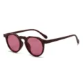 Vintage zonnebril met rond montuur voor heren en dames, roze lenzen en donkerrode rand. - Wijnrood Frame/Rode Lens