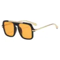 Retro quadratische Sonnenbrille für Damen und Herren, modischer schwarzer Oversize-Rahmen. - Schwarzer Rahmen Orangene Gläser