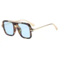 Retro Quadratische Sonnenbrille mit Schildpatt-Gestell und blauen Gläsern für Damen. - Schildpatt-Rahmen Blaue Gläser