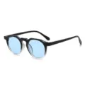 Vintage zonnebril met rond montuur en blauwe glazen voor heren en dames stijlvolle streetwear. - Gradiënt Zwart Frame Blauwe Lens
