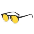 Retro ronde zonnebril voor heren en dames, trendy straatrijdende zonnebrandbril - Gradiënt Zwart Frame Gele Lens