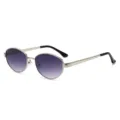 Chique retro ovale zonnebril voor dames met metalen montuur en verlooplenzen UV-bescherming - Zilveren Frame Gradiënt Grijze Lens