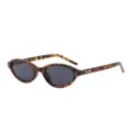Tortoiseshell oval small frame cat-eye sunglasses, stylish UV protection eyewear for adults. - Tea Tortoiseshell Frame Gray Lens
