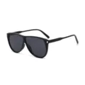 Black shield sunglasses aviator oversized retro style fashion eyewear unisex sun glasses - Black Frame Grey Lens