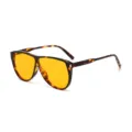 Womens vintage tortoiseshell oversized flat top sunglasses with bright yellow lenses - Tortoise Frame Yellow Lens
