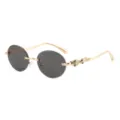 Vintage Metallrahmen ovale Sonnenbrille für Damen und Herren, luxuriöse Designer Sonnenbrille. - Goldener Rahmen Graue Gläser