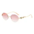 Vintage runde rahmenlose Sonnenbrille fuer Damen und Herren Gold Metall rosa Glaeser - Goldener Rahmen Rosafarbene Verlaufsgläser
