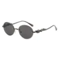 Vintage rahmenlose runde Sonnenbrille mit grauen Gläsern und luxuriösem Schlangen-Design. - Gunmetal Rahmen Graue Gläser