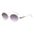 Vintage Farbverlauf runde Sonnenbrille mit tierischen Metallbügeln für Damen und Herren. - Silberner Rahmen Graue Verlaufsgläser