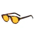 Katzenaugen Dreieck Sonnenbrille für Damen und Herren, modischer Leo-Print UV-Schutz - Schildpatt-Rahmen Gelbe Gläser
