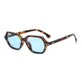 Schildpatt Sonnenbrille mit hellblauen polygonalen Gläsern, modische Brille für Damen und Herren. - Schildpatt-Rahmen Blaue Gläser