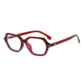 Weinrote polygonale Mode-Brille, stilvolle geometrische Brillenfassungen fuer modische Trends. - Roter Rahmen Blaulichtfilter