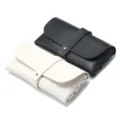 Estuche de piel portátil para gafas de sol con múltiples compartimentos, bolso organizador. - Funda de Cuero