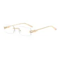 Gafas de sol sin montura elegantes para mujer con montura de metal dorado y diseño moderno. - Montura Dorada Lente Transparente