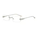 Gafas de metal sin montura para mujer, montura óptica ligera con diseño de patillas plateadas. - Montura Plateada Lente Transparente