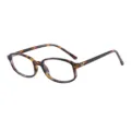 Retrospektive Schildpatt-Optikbrille mit schmalem ovalem Gestell für den Alltag und Mode. - Schildpatt-Rahmen Transparente Linsen