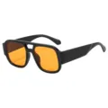 Oversized pilot sunglasses with thick black frames and trendy orange lenses for women. - Black Frame Orange Lens