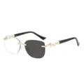 Damen Brille Perlen Retro Sonnenbrille Gold Luxus Ohne Rahmen Stilvolle Schwarze Bügel - Goldener Rahmen Farbwechselnd Graue Gläser