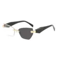 Unregelmäßige rahmenlose Sonnenbrille geteilte Gläser Damen Trend Cat Eye schwarz gold - Goldener Rahmen Farbwechselnd Graue Gläser
