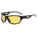 Gafas de sol deportivas negras con lentes amarillas para ciclismo al aire libre. - Marco Negro Brillante Lente Amarilla