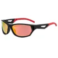 Gafas de Sol Deportivas Y2K Montura Negra Patillas Rojas Lentes Espejadas Ciclismo - Montura Negro Mate Lentes de Espejo Rojas