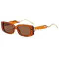 Schicke bernsteinfarbene rechteckige Sonnenbrille Damen Herren, Streetstyle Brille. - Tee Rahmen Tee Gläser