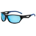 Gafas de sol deportivas outdoor Y2K ciclismo pesca gafas de sol para hombres mujeres - Montura Negro Mate Lentes de Espejo Azules