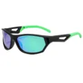 Gafas de sol deportivas ciclismo Y2K hombre mujer, montura negra patillas verdes lente azul - Marco Negro Mate / Lente de Espejo Verde
