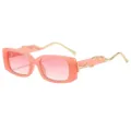 Modische rosa rechteckige Sonnenbrille für Damen, schicker Metallbügel, Trend-Sonnenbrille - Rosa Rahmen Verlauf Rosa Gläser
