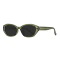 Retro Ovale Katzenauge Sonnenbrille mit gruenen Gestellen und schwarzen Linsen fuer Damen. - Normale Linse / Durchscheinender grüner Rahmen Graues Glas