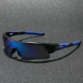 Gafas de sol deportivas negras con lentes azules reflectantes para ciclismo pesca y senderismo. - Montura Negra Lentes Espejadas Azules