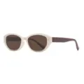 Trendige Vintage-Katzenauge-Sonnenbrille mit klobigem cremeweißem Gestell und braunen Gläsern. - Beiger Rahmen Teelinse