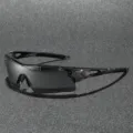 Schwarze Sport-Fahrradsonnenbrille winddichte Outdoor-Anglerbrille für Damen und Herren - Grauer Rahmen Weißes Quecksilber