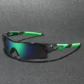 Sport Sonnenbrille fuer Radfahren winddicht Outdoor Angeln Sonnenbrille Damen Herren - Grauer Rahmen Grün Verspiegelt
