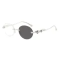 Vintage Metallrahmen Sonnenbrille mit zweifarbigen Gläsern und Schlangenbügel Dekor. - Goldener Rahmen Farbwechselnd Graue Gläser