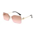 Lunettes de soleil carrées sans monture pour femme avec verres dégradés marron et branches dorées. - Monture Dorée Verre Dégradé Thé Rose