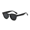 Stilvolle schwarze runde Sonnenbrille für Damen und Herren, Vintage UV Schutz Sommer. - Schwarzer Rahmen Graue Gläser