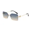 Lunettes de soleil sans monture carrées tendance pour femmes, verres dégradés et branches métal. - Monture Dorée Verre Bleu Thé